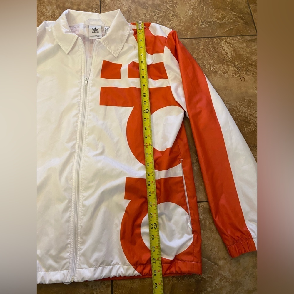 adidas Originals Big Adi Windbreaker Jacket - White/Orange - Size M - Picture 8 of 16